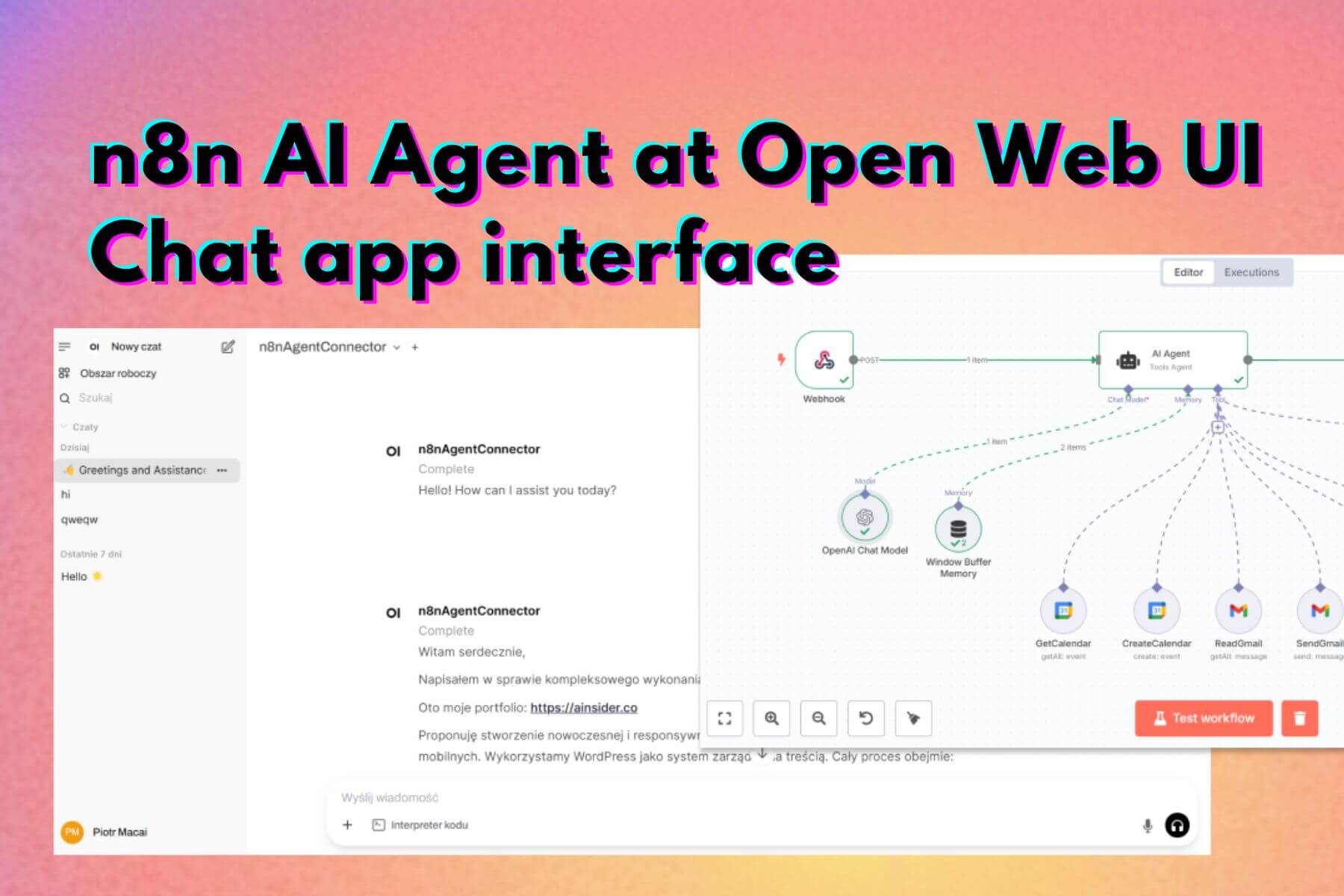 n8n Agent at Open WebUI chat interface
